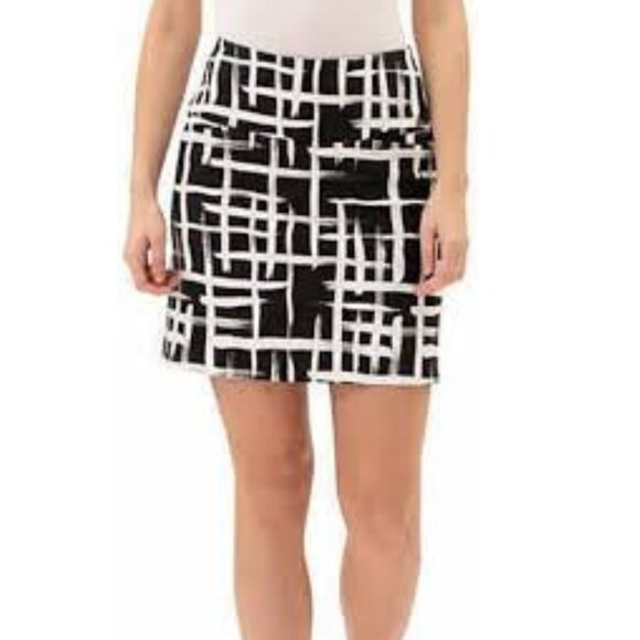 S.C. & Co. Women's Black Ivory Abstract Tummy Control Pocket Skort Skirt Sz XL - Picture 3 of 11